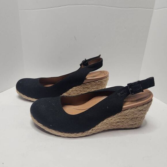 Vionic Womens Coralina Espadrille Black 2.5in. Wedge Slingback Sandals Size 7 - Picture 3 of 8